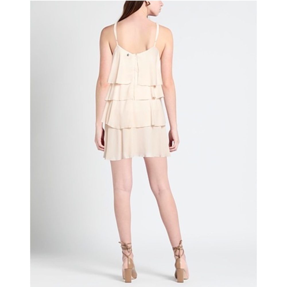 Twin-Set Simona Barbieri Mini dress Bow Ruffled Ivory Cream lined Flowy Sz S